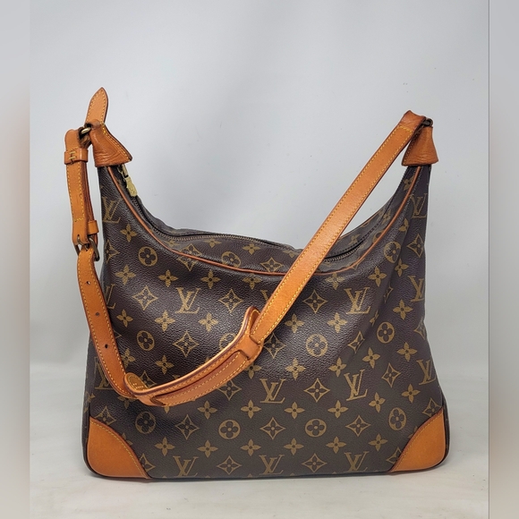 Louis Vuitton Boulogne 35 Monogram Canvas Leather Shoulder Tote Bag Authentic - Picture 1 of 13